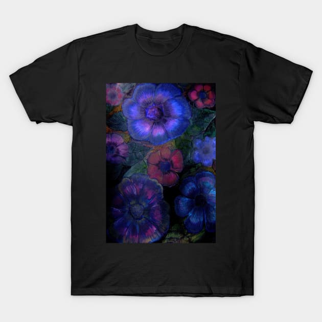 BRIGHT TROPICAL NIGHT BLOOMS EXOTIC ART POSTER FLORAL DECO PRINT T-Shirt by jacquline8689